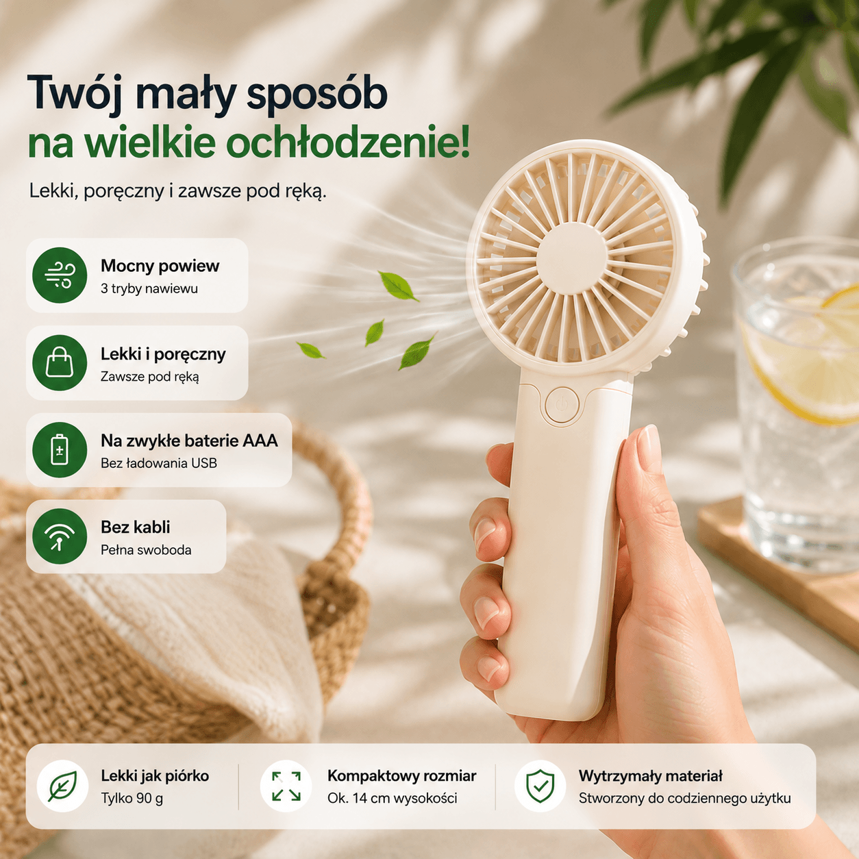 Przenośny Mini Wentylator - Lekki i wydajny
